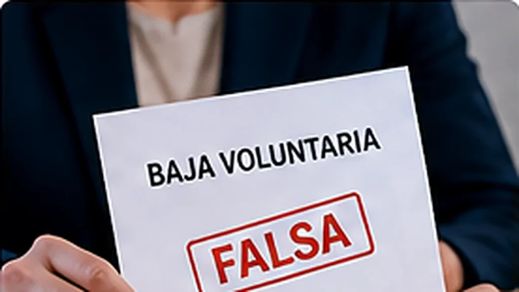 Trabajador revisando una falsa baja voluntaria comunicada por la empresa